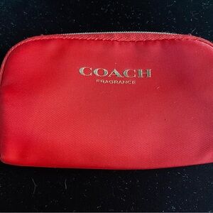Coach Scarlet Red Pouch with Gold Heart Charm